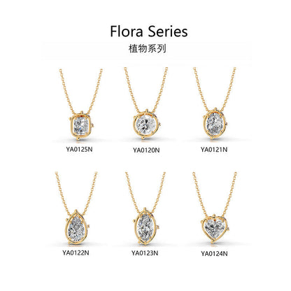 2CT Moissanite Pendant Gold Necklace