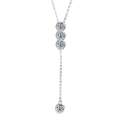 2CT Moissanite Long Bezel Round Cut Necklace