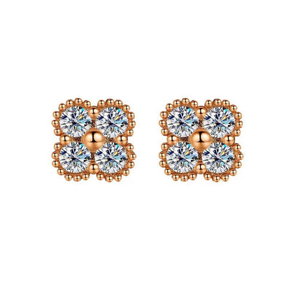 Moissanite Dainty Clover Necklace Bracelet Earrings