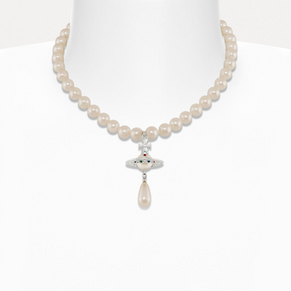 Vivienne Westwood One Row Pearl Drop Choker Necklace Earrings