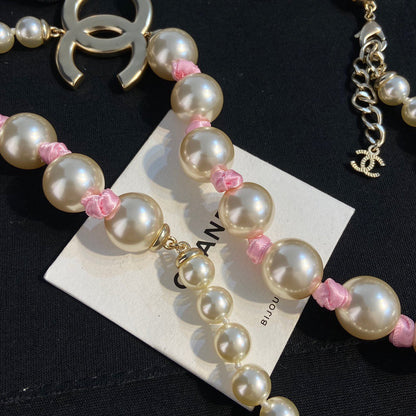 Chanel Pink Pearl Necklace