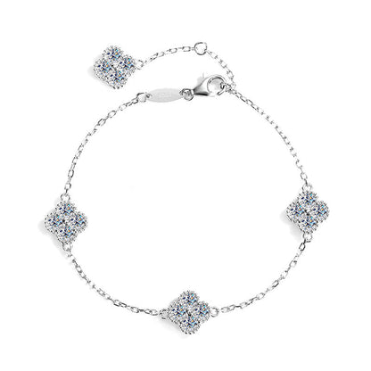 Moissanite Dainty Clover Necklace Bracelet Earrings