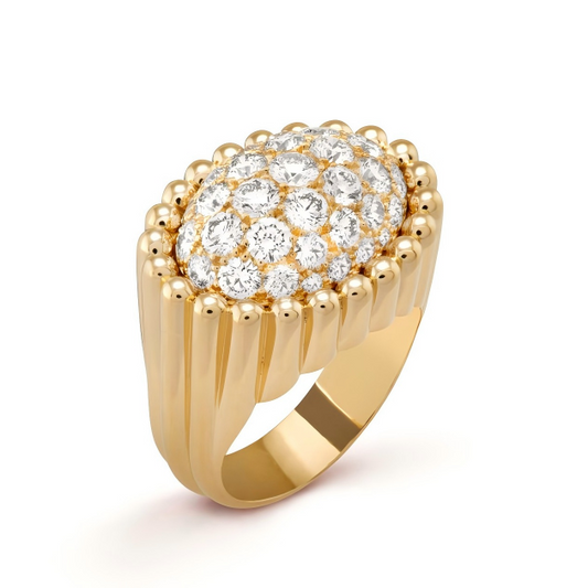 Perl茅e diamonds pav茅 ring