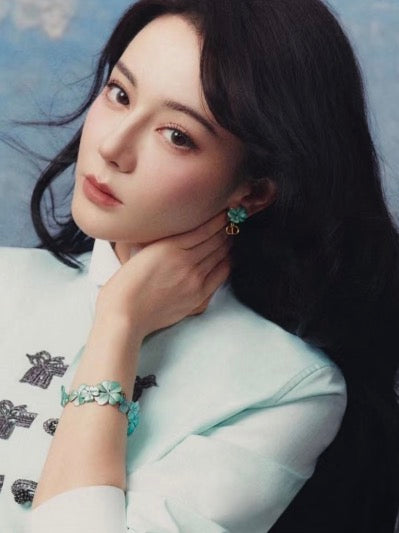 Chanel Green Clover Earrings