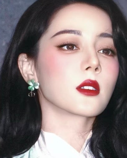 Chanel Green Clover Earrings