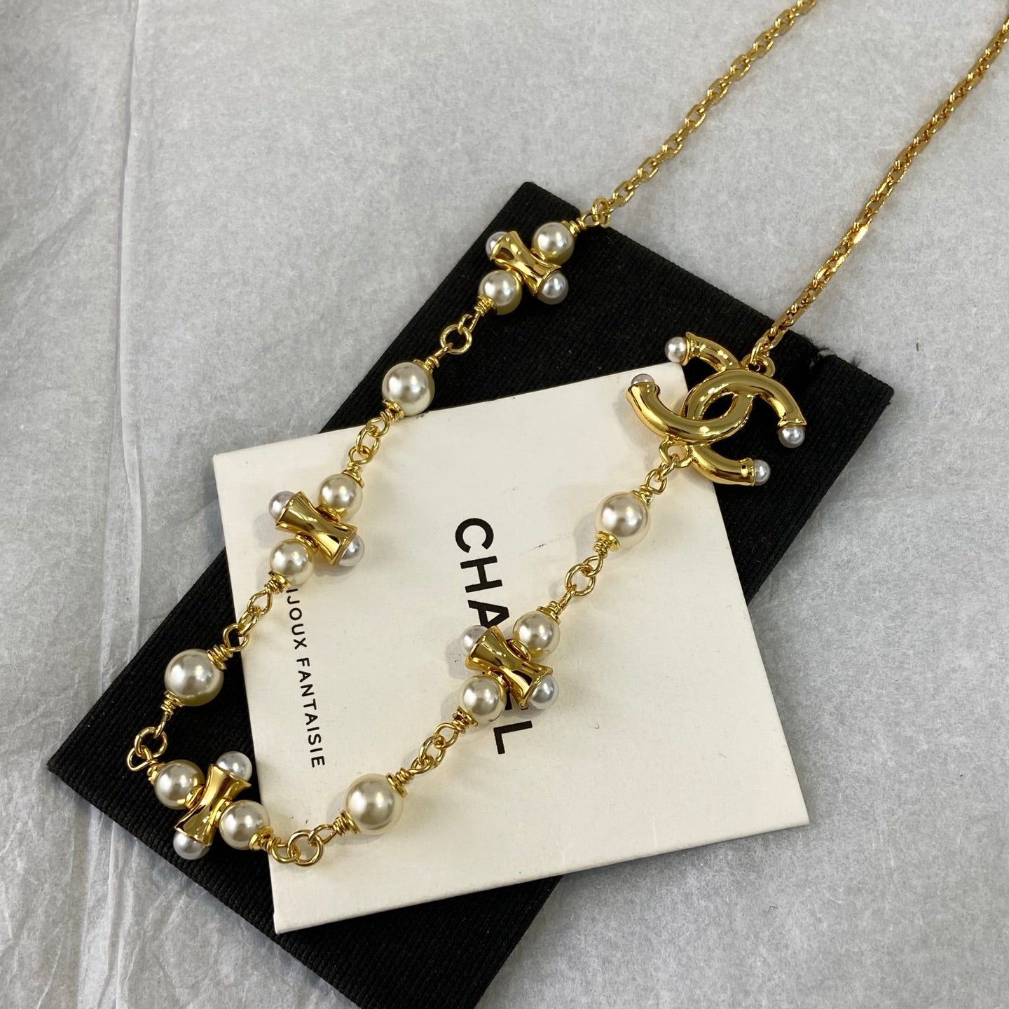 Chanel Dumbell Pearl Necklace