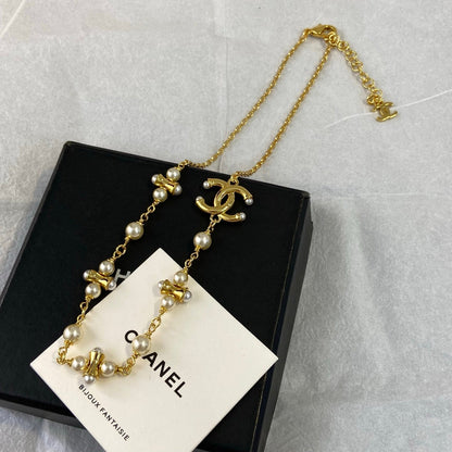 Chanel Dumbell Pearl Necklace