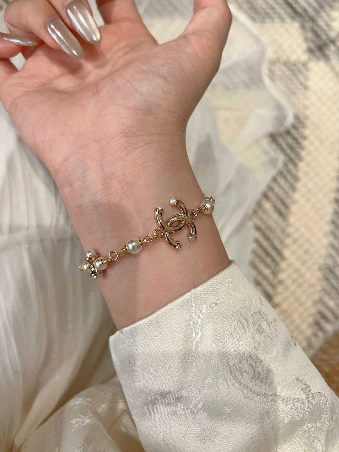 Chanel Dumbell Pearl Bracelet