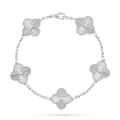 VCA  5 Motifs Bracelet Necklace Earrings Guilloche Silver Laser